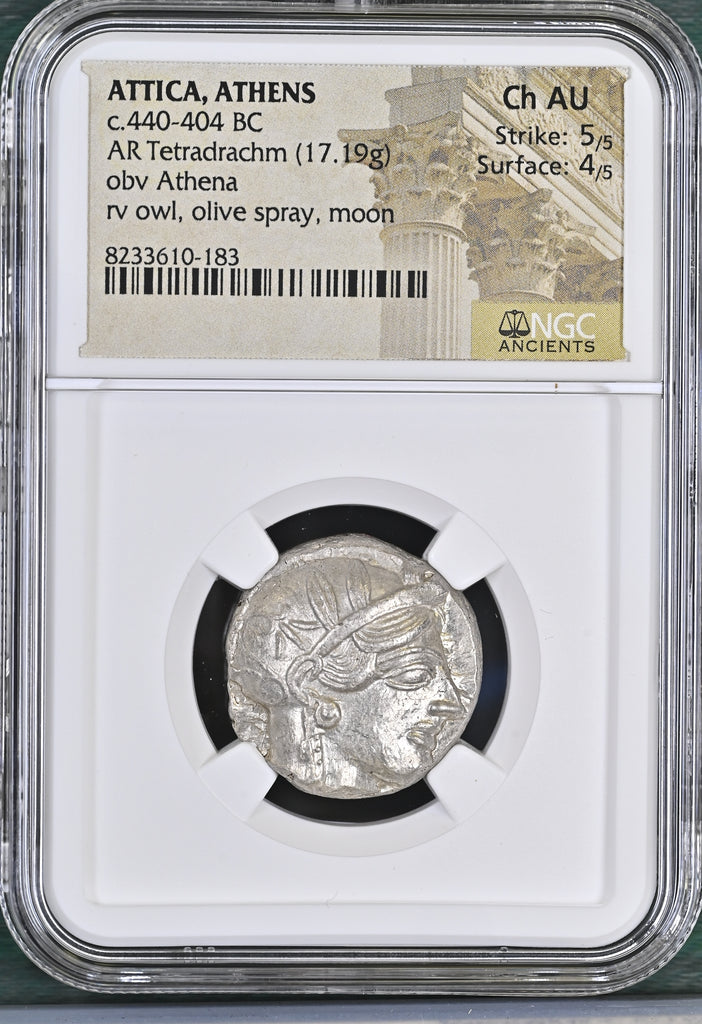 紀元前440-404年 古代 ギリシア アッティカ アテネ テトラドラクマ銀貨 NGC Ch AU Strike:5/5 Surface:4/5