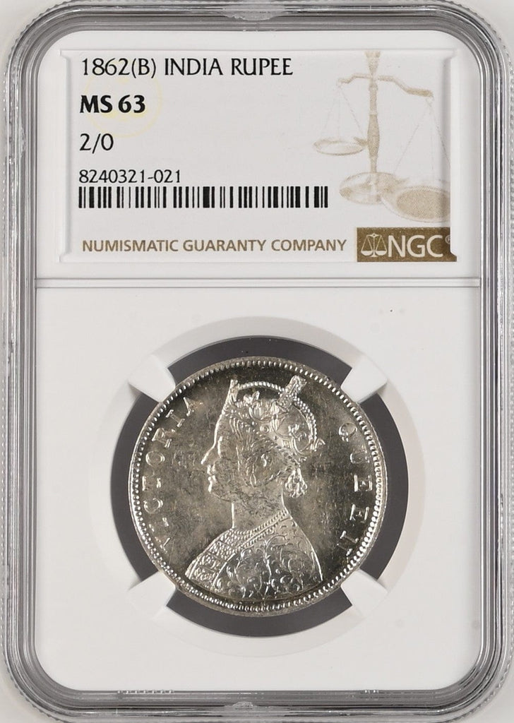 #アンティークコインギャラリア 1862年 英領インド ゴシック ルピー銀貨 MS63