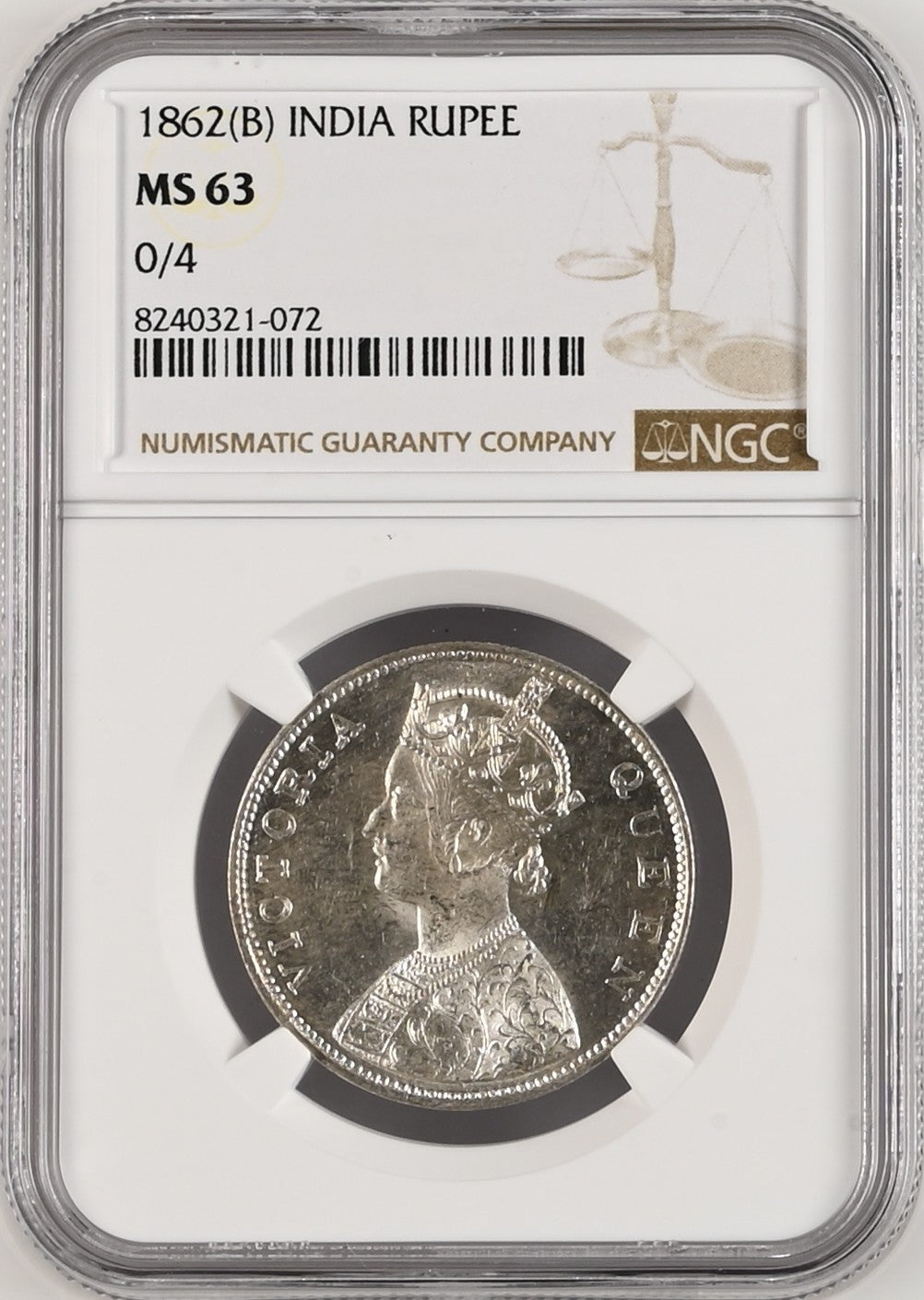1862年 英領インド ゴシック ルピー銀貨 MS63 | 港区虎ノ門の