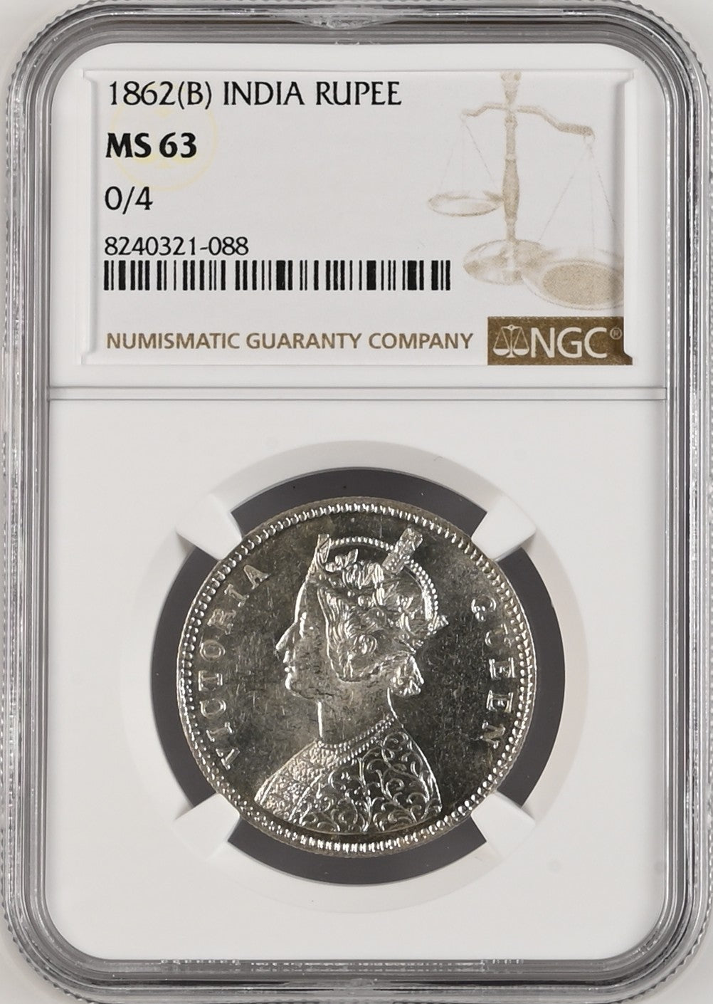 1862年 英領インド ゴシック ルピー銀貨 MS63 | 港区虎ノ門の