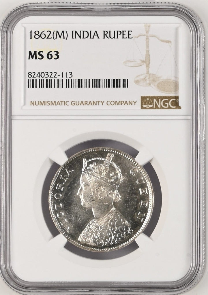 1862年 英領インド ゴシック ルピー銀貨 MS63