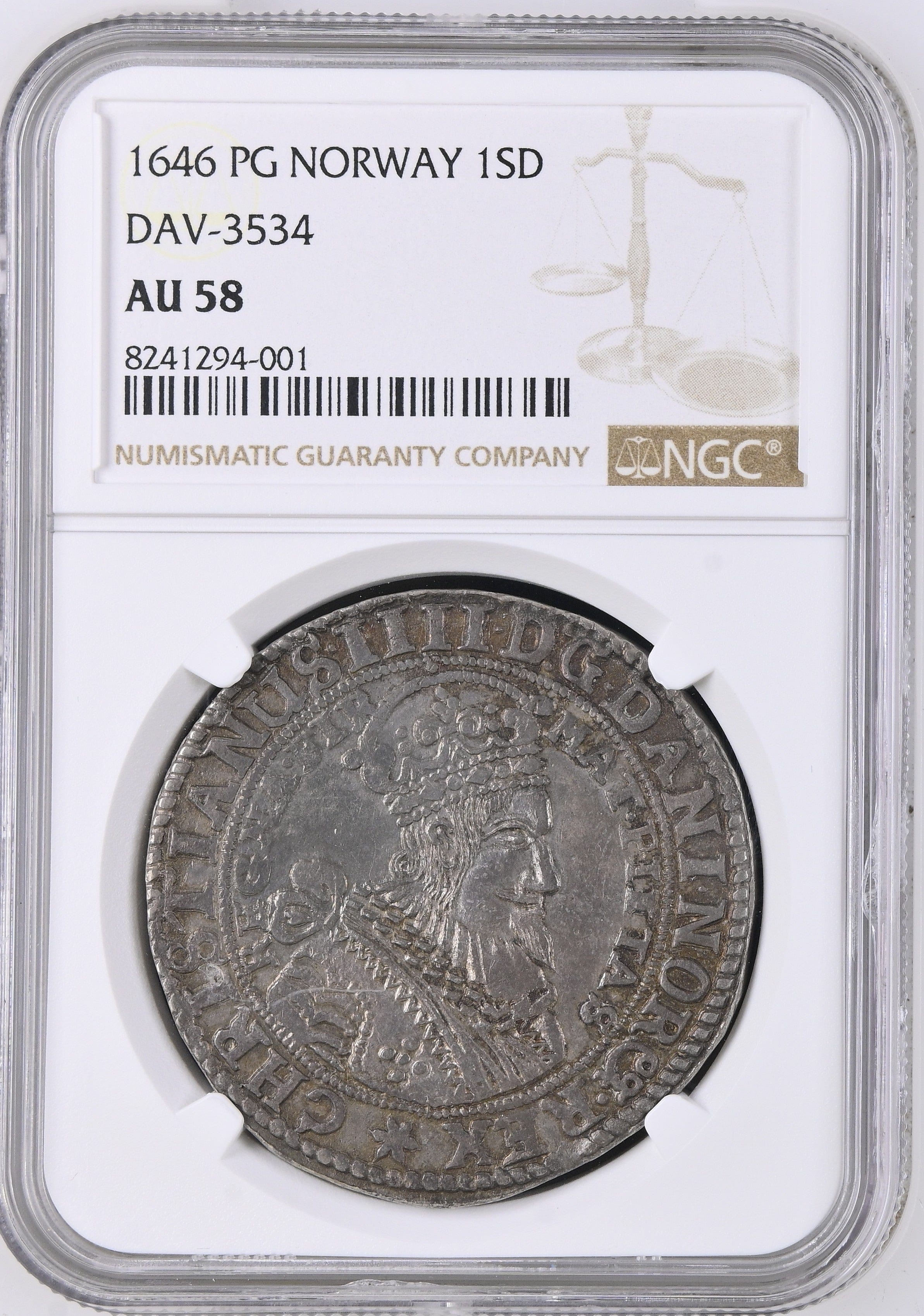 1646年 ノルウェー 1 正貨ダラー銀貨 NGC AU58 | 港区虎ノ門の