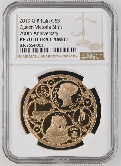 #アンティークコインギャラリア 【Top Pop】2019年 イギリス ヴィクトリア女王 生誕200周年記念 5ポンド金貨 NGC PF70 UCAM