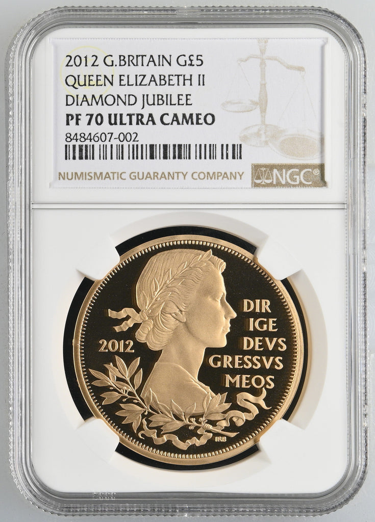 #アンティークコインギャラリア 【Top Pop】2012年 イギリス エリザベス女王 ダイヤモンドジュビリー 5ポンド金貨 NGC PF70UCAM