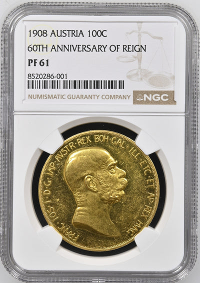 #アンティークコインギャラリア 1908年 オーストリア 雲上の女神 NGC PF61