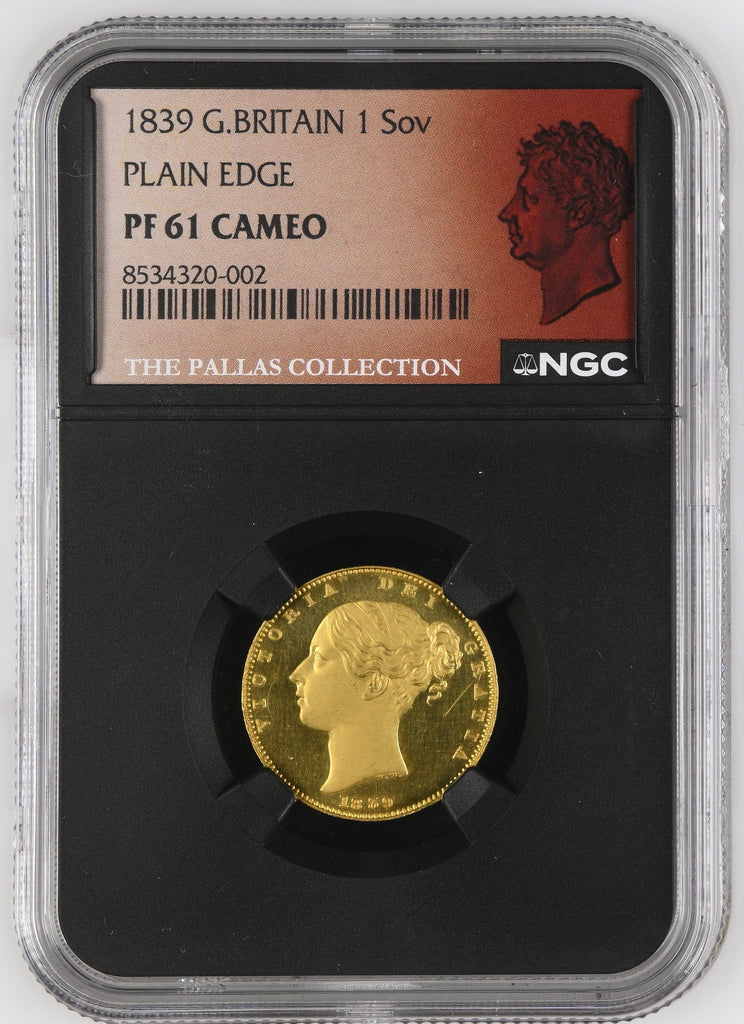 #アンティークコインギャラリア 1839年 イギリス ヴィクトリア プルーフソヴリン金貨 ヤングヘッド NGC PF61CAM パラスコレクション