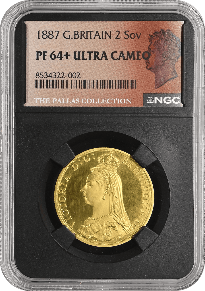 #アンティークコインギャラリア 1887年 イギリス ヴィクトリア ジュビリーヘッド プルーフ2ポンド金貨 NGC PF64+UCAM パラスコレクション