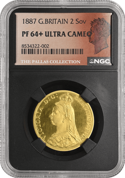 #アンティークコインギャラリア 1887年 イギリス ヴィクトリア ジュビリーヘッド プルーフ2ポンド金貨 NGC PF64+UCAM パラスコレクション