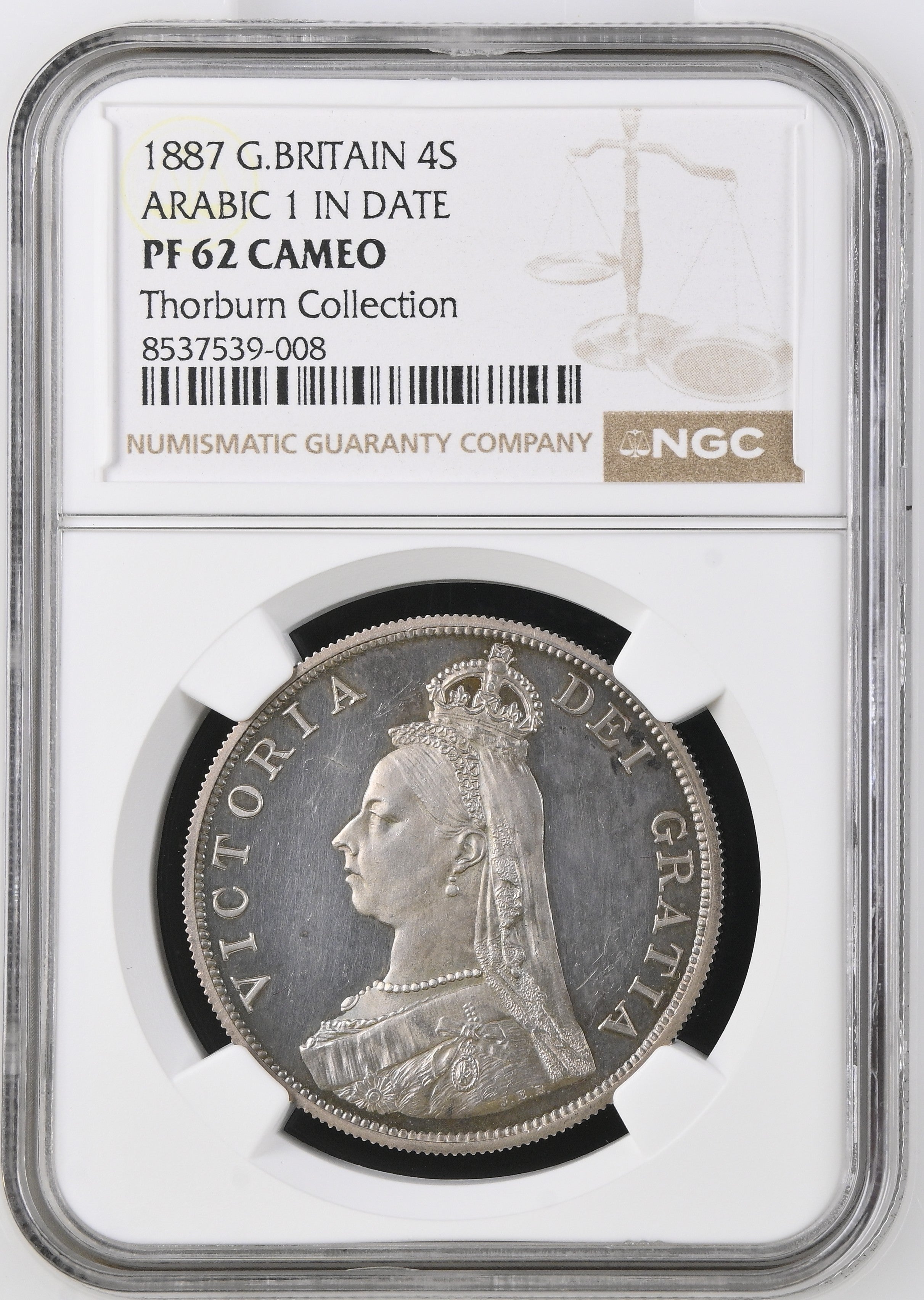 1887年 イギリス ヴィクトリア ダブルフローリン 4シリング銀貨