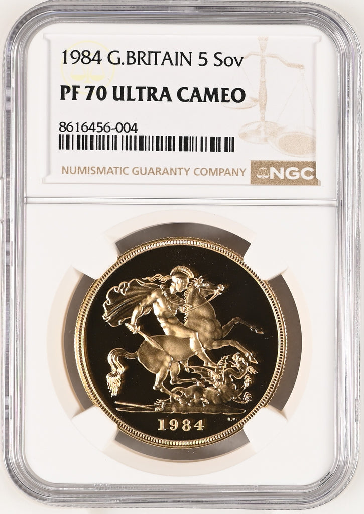 1984年 イギリス エリザベス2世 2ndポートレート 5ポンド金貨 NGC PF70UCAM