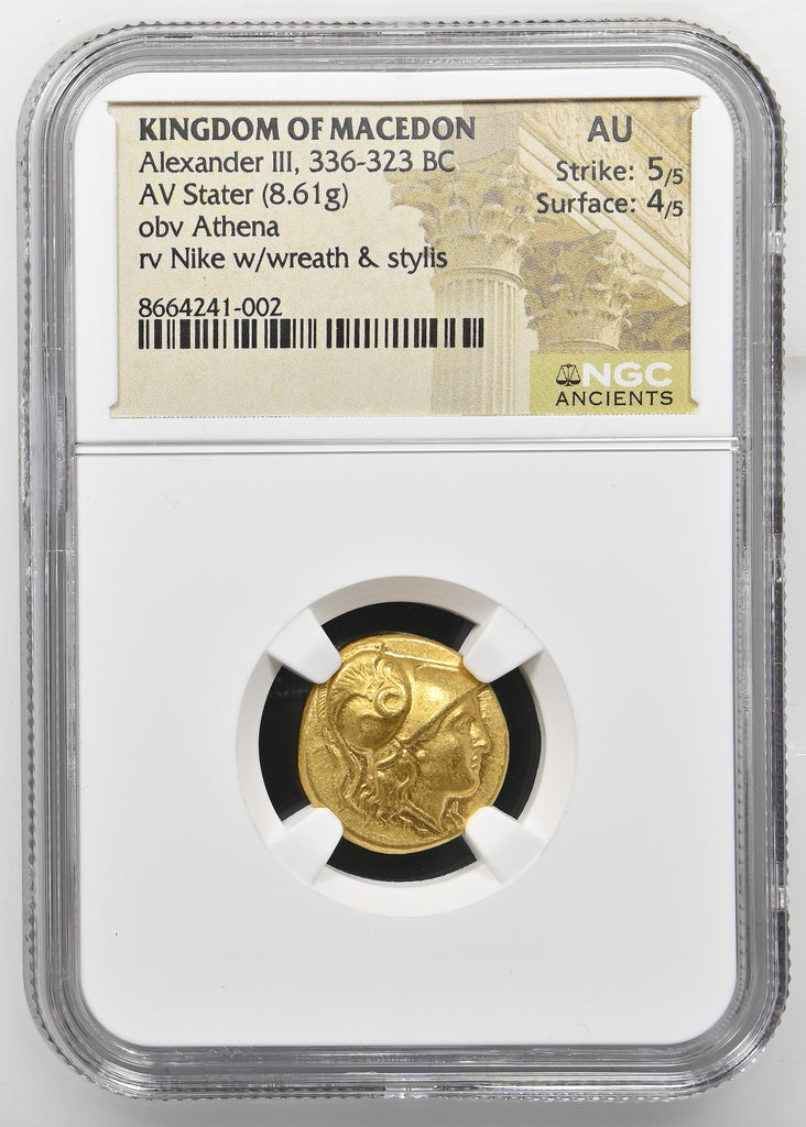 紀元前336-323年 マケドニア王国 アレキサンダー3世 ステーター金貨 NGC AU 5/5 - 4/5