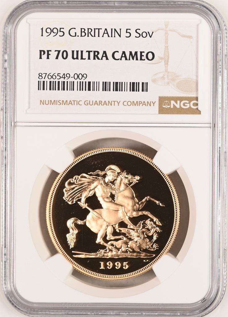 1995年 イギリス エリザベス2世 3rdポートレート 5ポンド金貨 NGC PF70UCAM