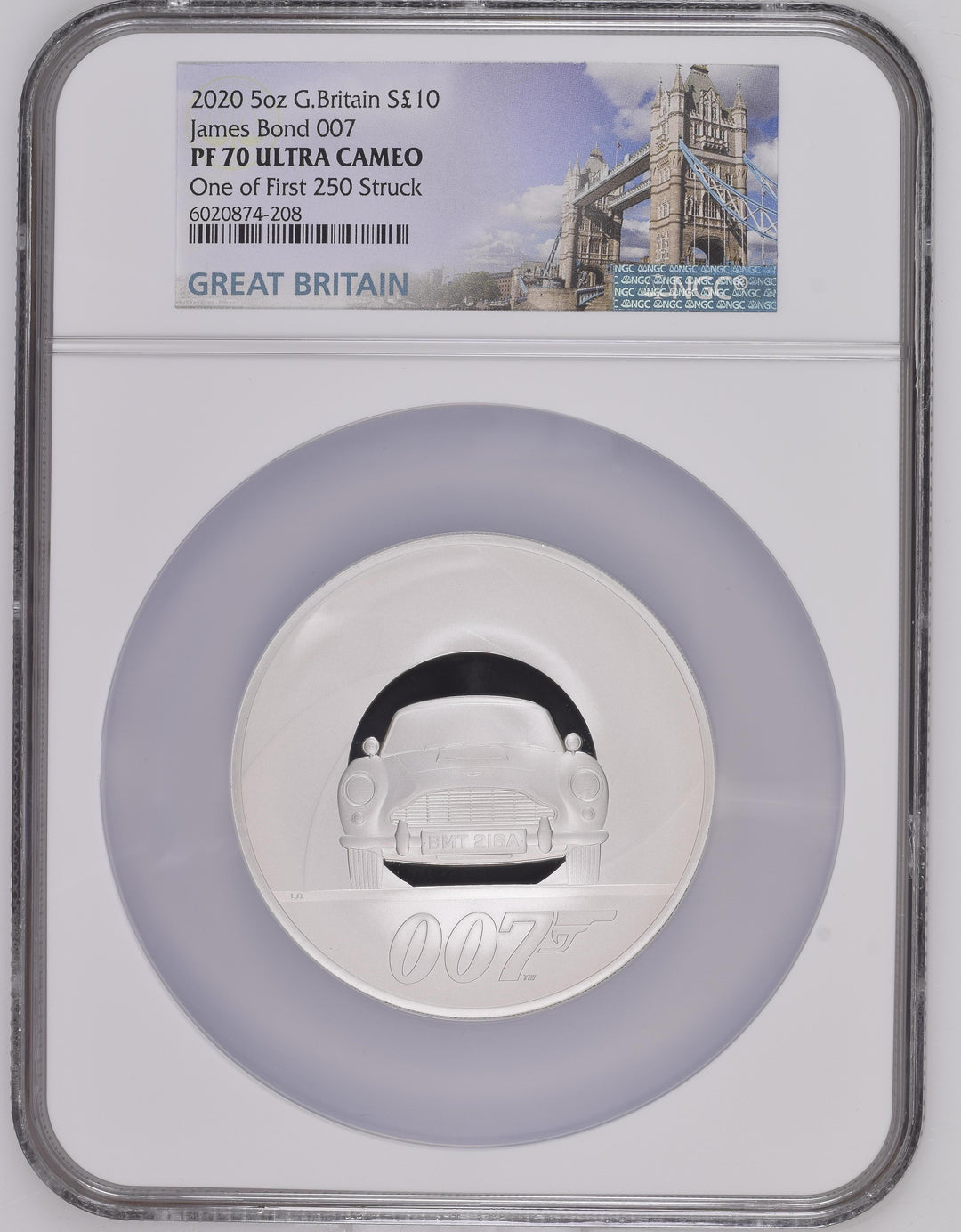 2020年 イギリス 007 5オンス 10ポンド銀貨 NGC PF70UCAM One of First