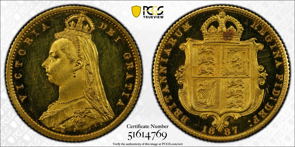 1887年 イギリス ヴィクトリア ジュビリーヘッド 1/2ソヴリン金貨 PCGS PR62DCAM