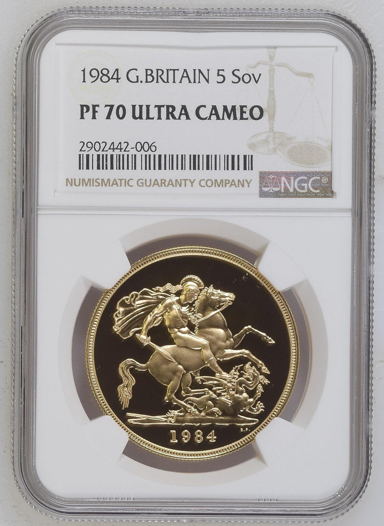 1984年 イギリス エリザベス2世 2ndポートレート 5ポンド金貨 NGC PF70UCAM