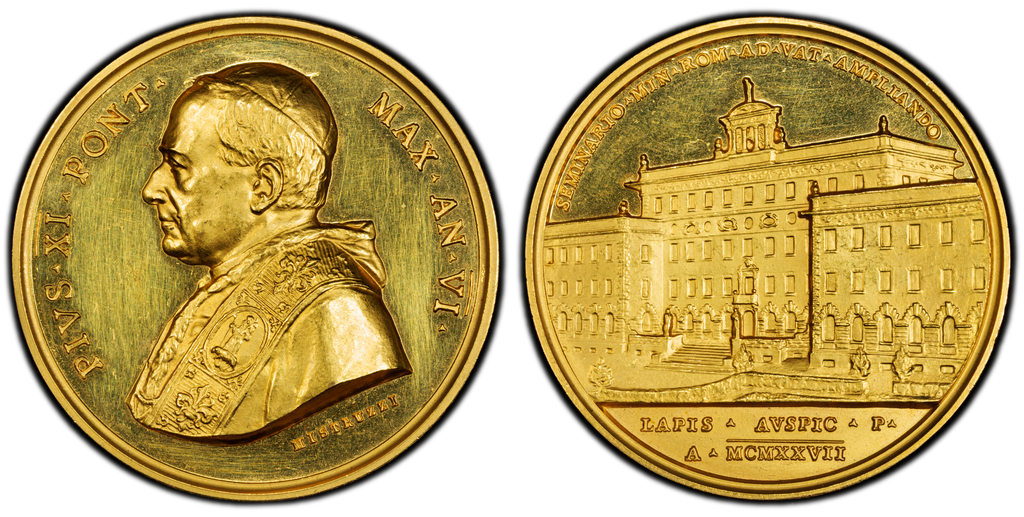 1927年 バチカン ピウス11世 金メダル 50.63g PCGS SP62