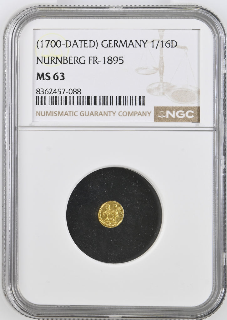 1700年 ドイツ ニュルンベルク ラムダカット 1/16ダカット金貨 NGC MS63