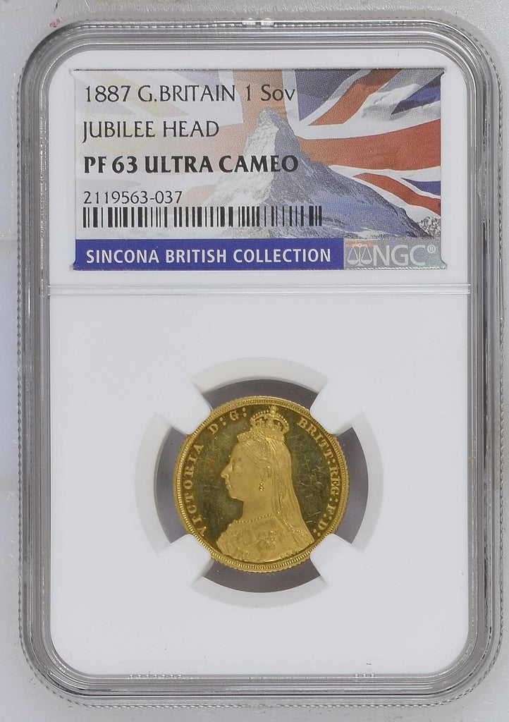 1887年 イギリス ヴィクトリア ジュビリーヘッド ソヴリン金貨 NGC PF63UCAM