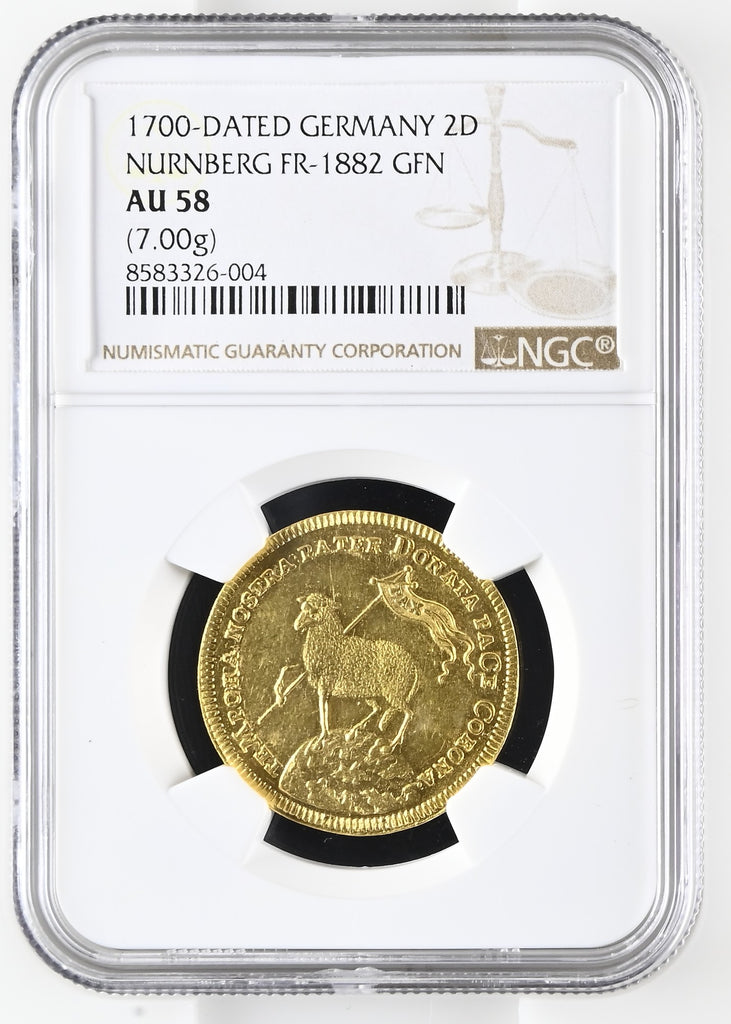 1700年 ドイツ ニュルンベルグ ラムダカット 2ダカット金貨 AU58