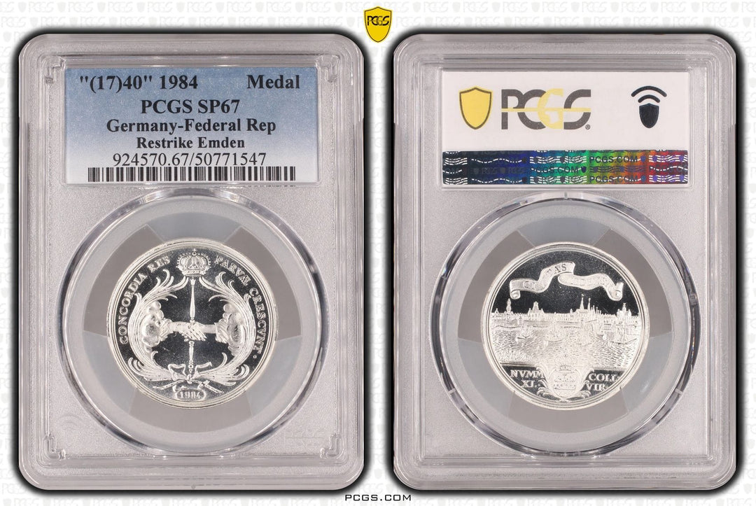#アンティークコインギャラリア 1740年(1984年) ドイツ エムデン 銀メダル リストライク PCGS SP67