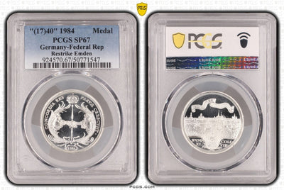 #アンティークコインギャラリア 1740年(1984年) ドイツ エムデン 銀メダル リストライク PCGS SP67