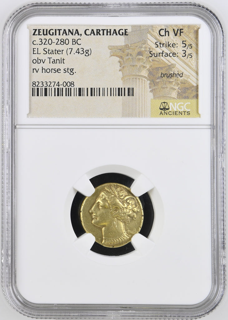 紀元前320-280年頃 カルタゴ ゾイジターナー ステーター エレクトラム貨 NGC Ch VF 5/5-3/5 brushed