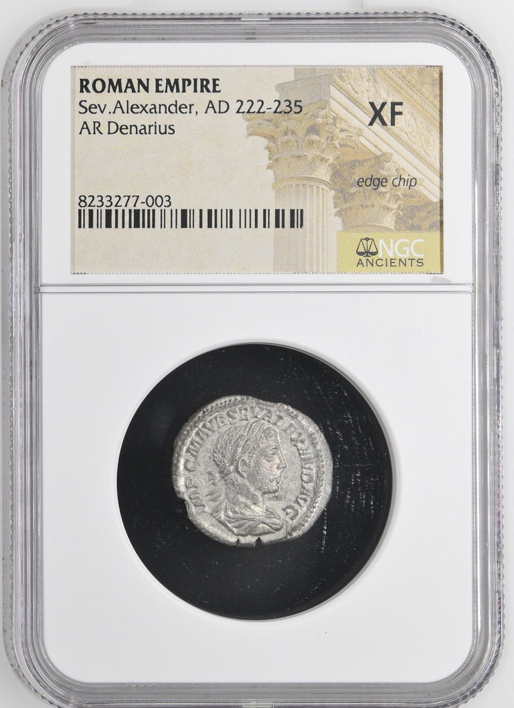 228-235年 古代 ローマ帝国 セウェルス・アレクサンデル デナリウス銀貨 NGC XF edge chip