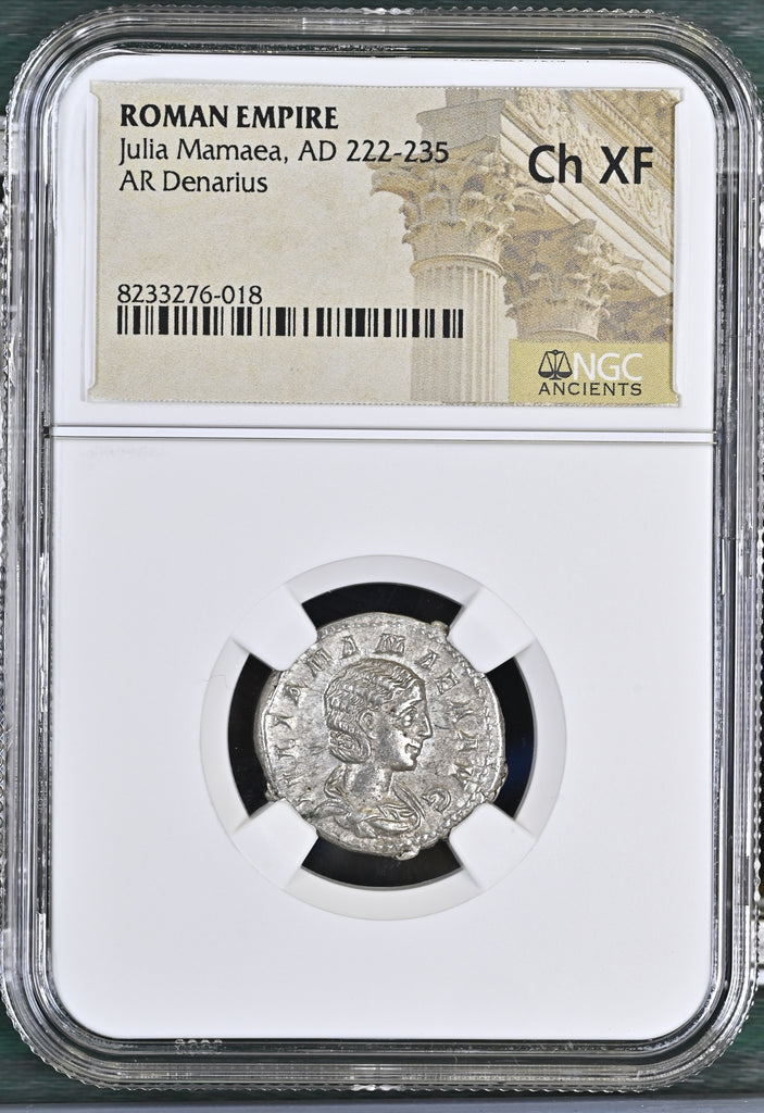 222-235年 ローマ帝国 ユリア・マエサ  デナリウス銀貨  NGC Ch XF