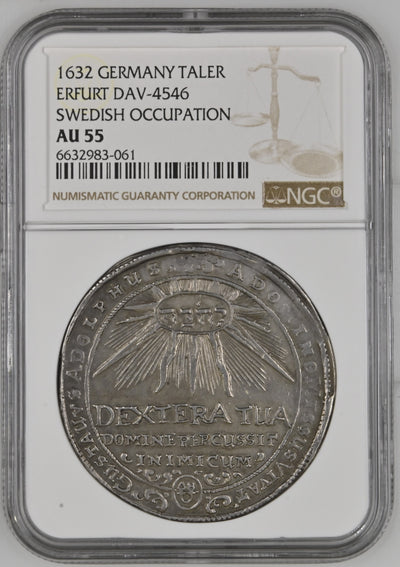 1632年 ドイツ エアフルト ターラー銀貨 NGC AU55 | 港区虎ノ門の