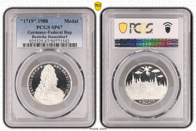 #アンティークコインギャラリア 1719年(1988年) ドイツ デュッセルドルフ 銀メダル リストライク PCGS SP67