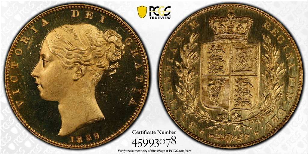 1839年 イギリス ヴィクトリア ソヴリン金貨 プレーンエッジ PCGS PR64DCAM