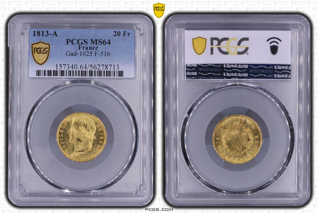 1813年A フランス ナポレオン1世 20フラン金貨 PCGS MS64