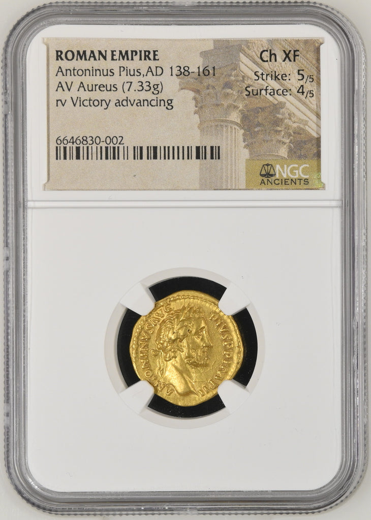 138-161年 古代ローマ帝国 アントニヌス・ピウス アウレウス金貨 Ch XF Strike 5/5 Surface 4/5