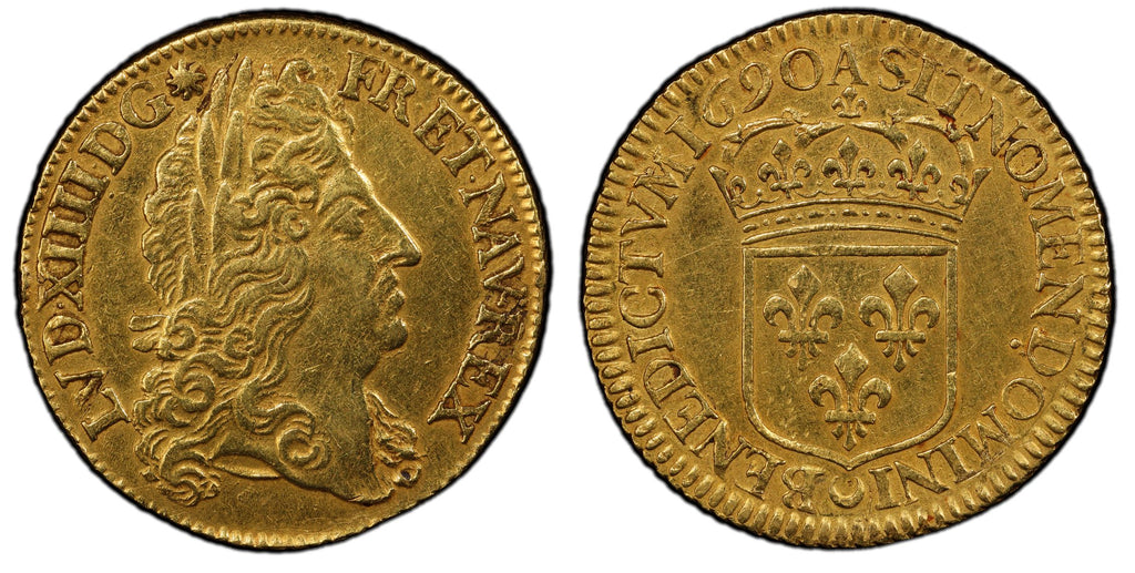 1690年 フランス ルイ14世 2ルイドール金貨 PCGS AU50