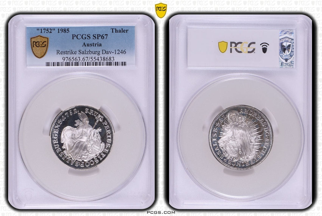 #アンティークコインギャラリア 1752年(1985年) オーストリア ザルツブルク ターラー銀貨 リストライク PCGS SP67