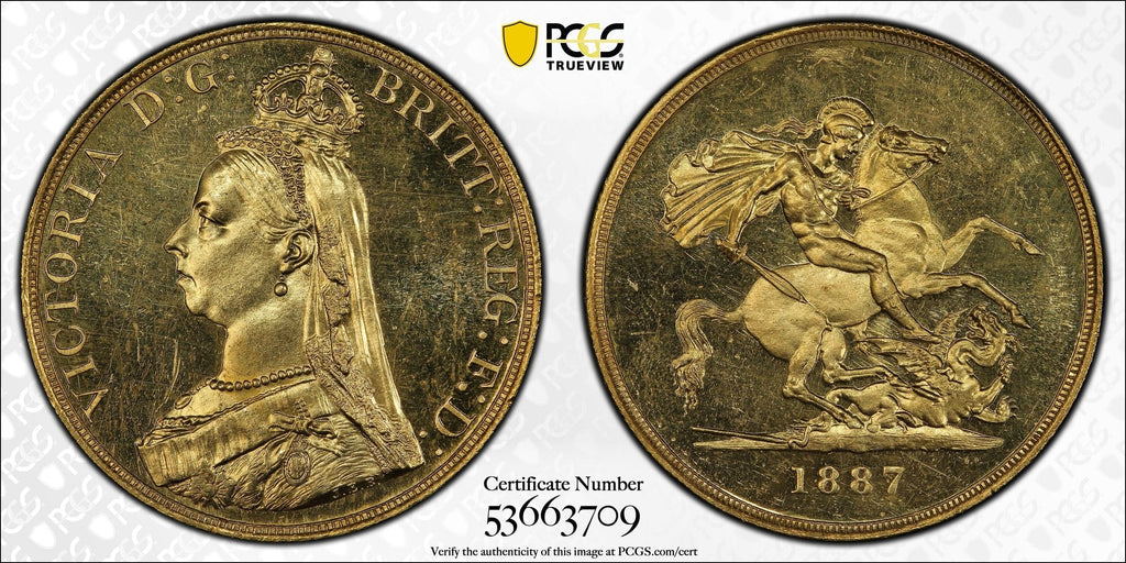アンティークコインギャラリア 1887年 イギリス ヴィクトリア ジュビリーヘッド 5ポンド金貨 PCGS MS63