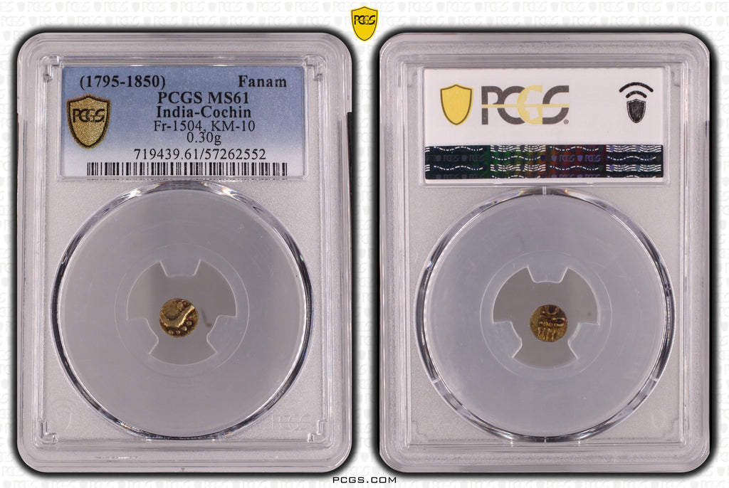 1795-1850年 インド コーチ ファナム金貨 PCGS MS61