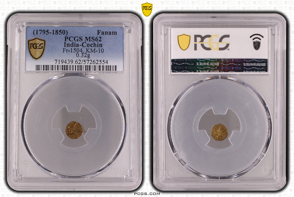 1795-1850年 インド コーチ ファナム金貨 PCGS MS62