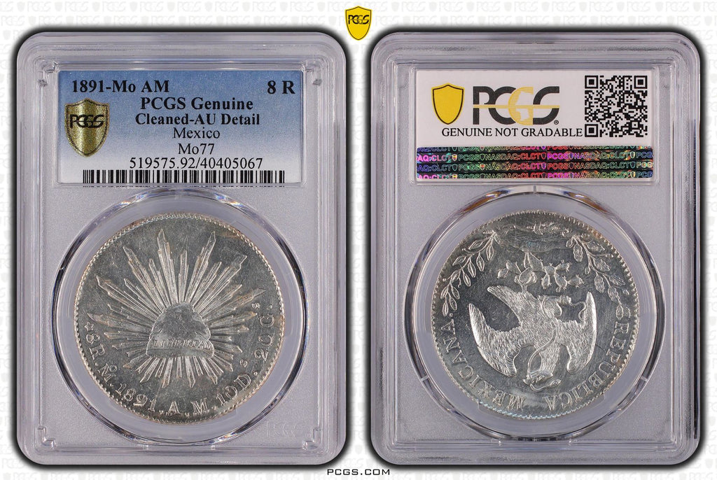 1891年 Mo AM MO77 メキシコ共和国 8レアル銀貨
 PCGS Genuine - AU Details