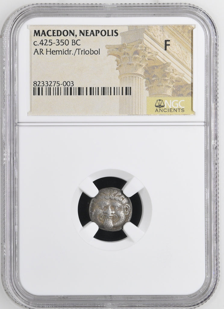 紀元前425-350年頃 古代マケドニア ネアポリス ヘミドラクマ銀貨 NGC Fine