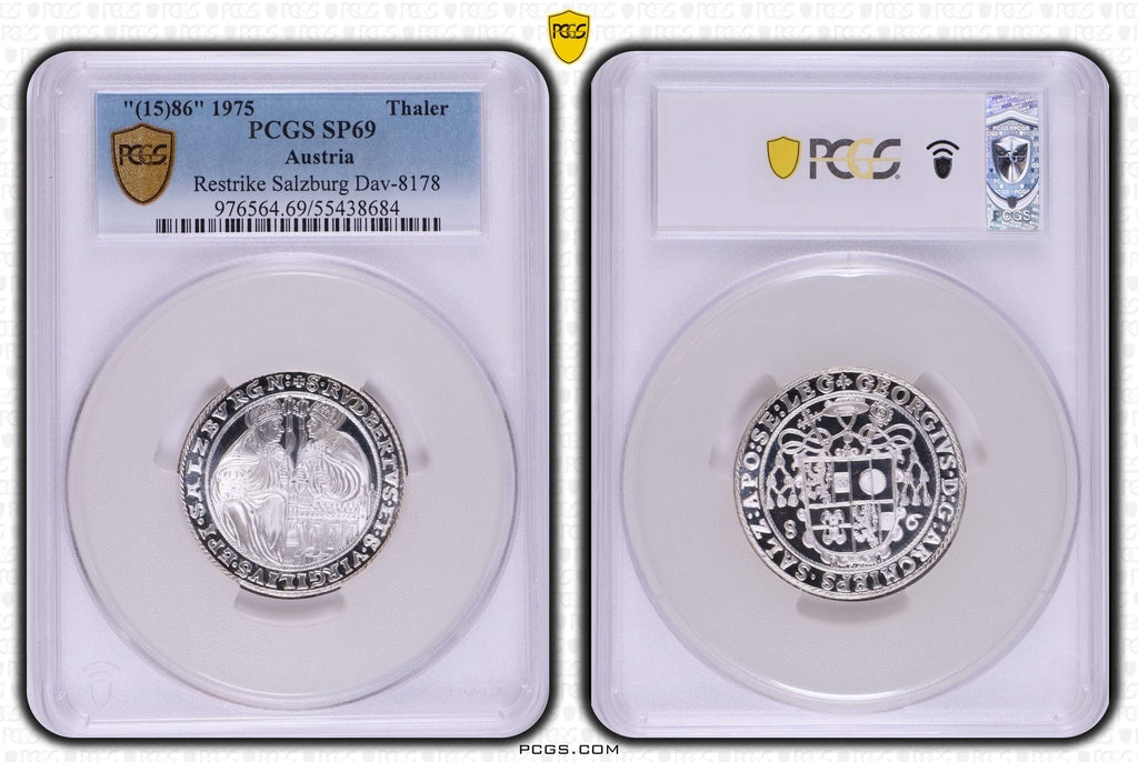#アンティークコインギャラリア 【Top Pop】1586年(1975年) オーストリア ザルツブルク ターラー銀貨 リストライク PCGS SP69