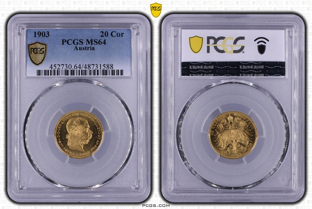 アンティークコインギャラリア 1903年 オーストリア フランツ・ヨーゼフ1世 20コロナ金貨 PCGS MS64 (Top Pop)