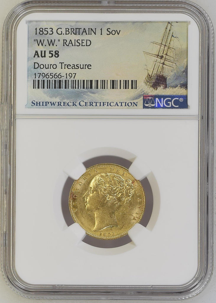 1853年 イギリス ヴィクトリア ソヴリン金貨 シールド ドウロトレジャー AU58