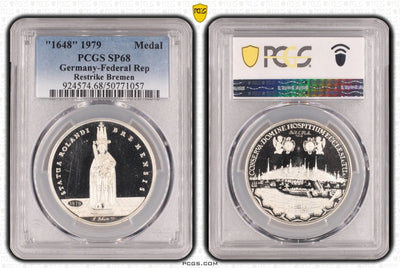 #アンティークコインギャラリア 1648年(1979年) ドイツ ブレーメン 銀メダル リストライク PCGS SP68