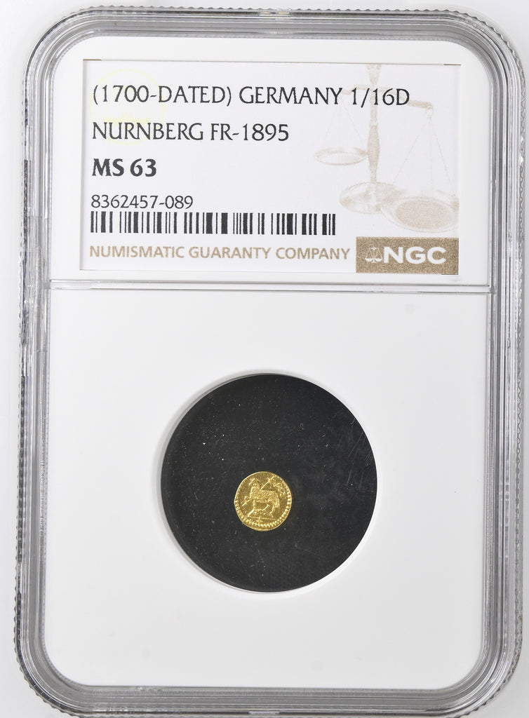 1700年 ドイツ ニュルンベルク ラムダカット 1/16ダカット金貨 NGC MS63