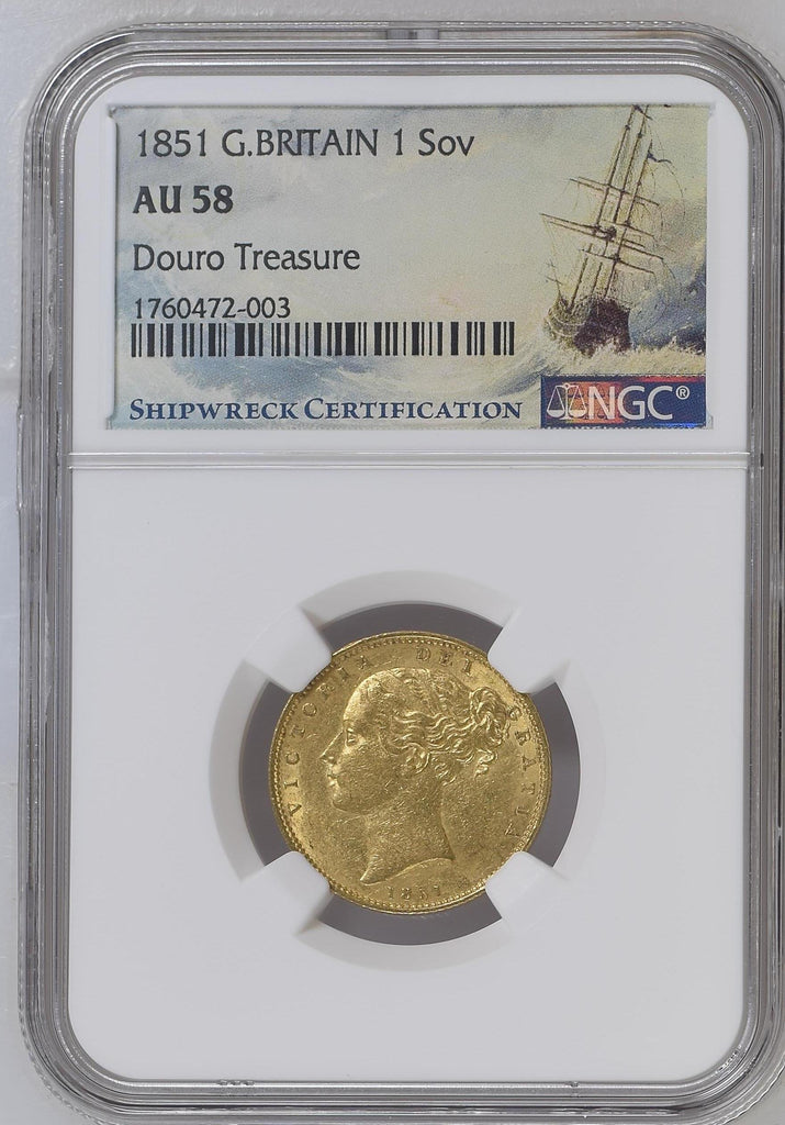 1851年 イギリス ヴィクトリア ソヴリン金貨 シールド ドウロトレジャー  AU58