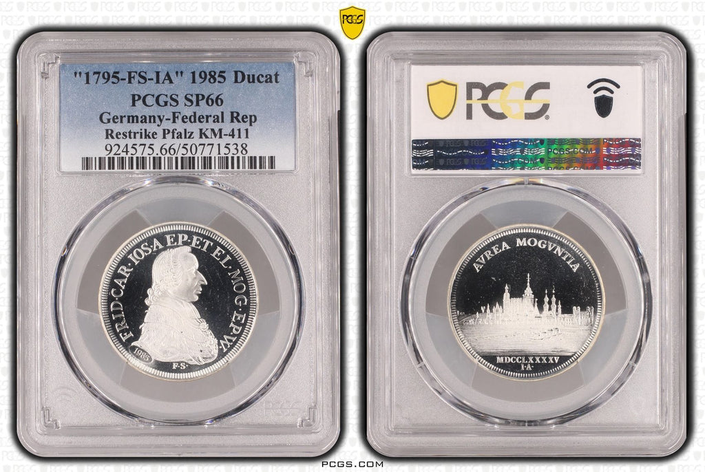 #アンティークコインギャラリア 1795年(1985年) ドイツ プファルツ ダカット銀貨 リストライク PCGS SP66