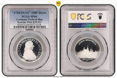 #アンティークコインギャラリア 1795年(1985年) ドイツ プファルツ ダカット銀貨 リストライク PCGS SP66