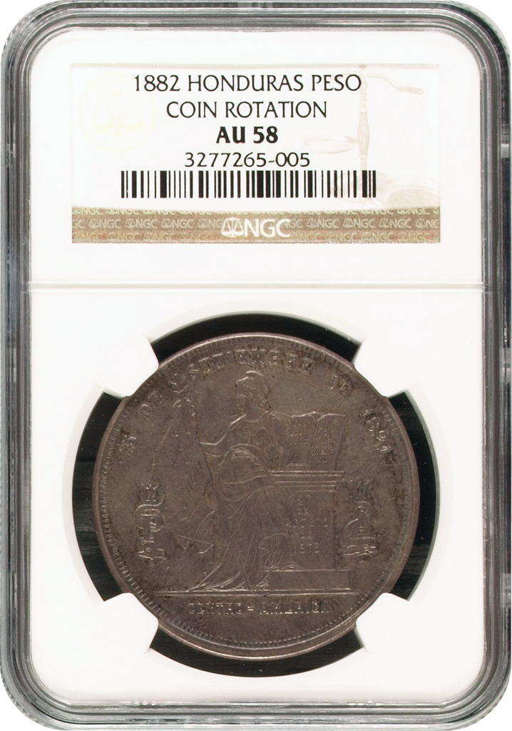 1882年 ホンジュラス ペソ銀貨 NGC AU58