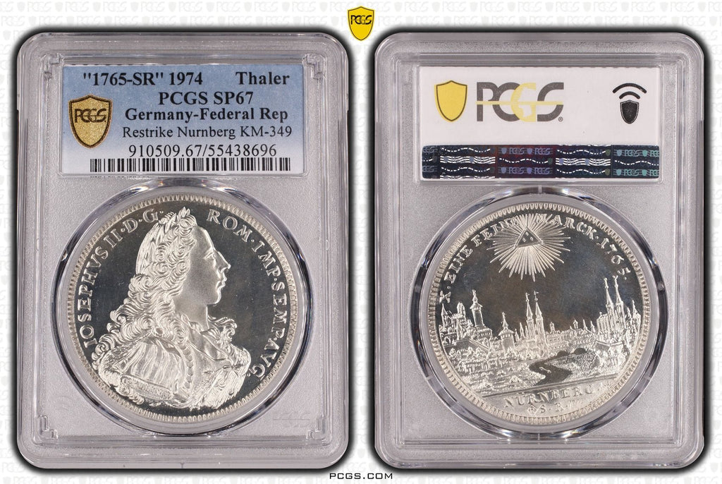 #アンティークコインギャラリア 【Top Pop】1765年(1974年) ドイツ ニュルンベルク ターラー銀貨 リストライク PCGS SP67